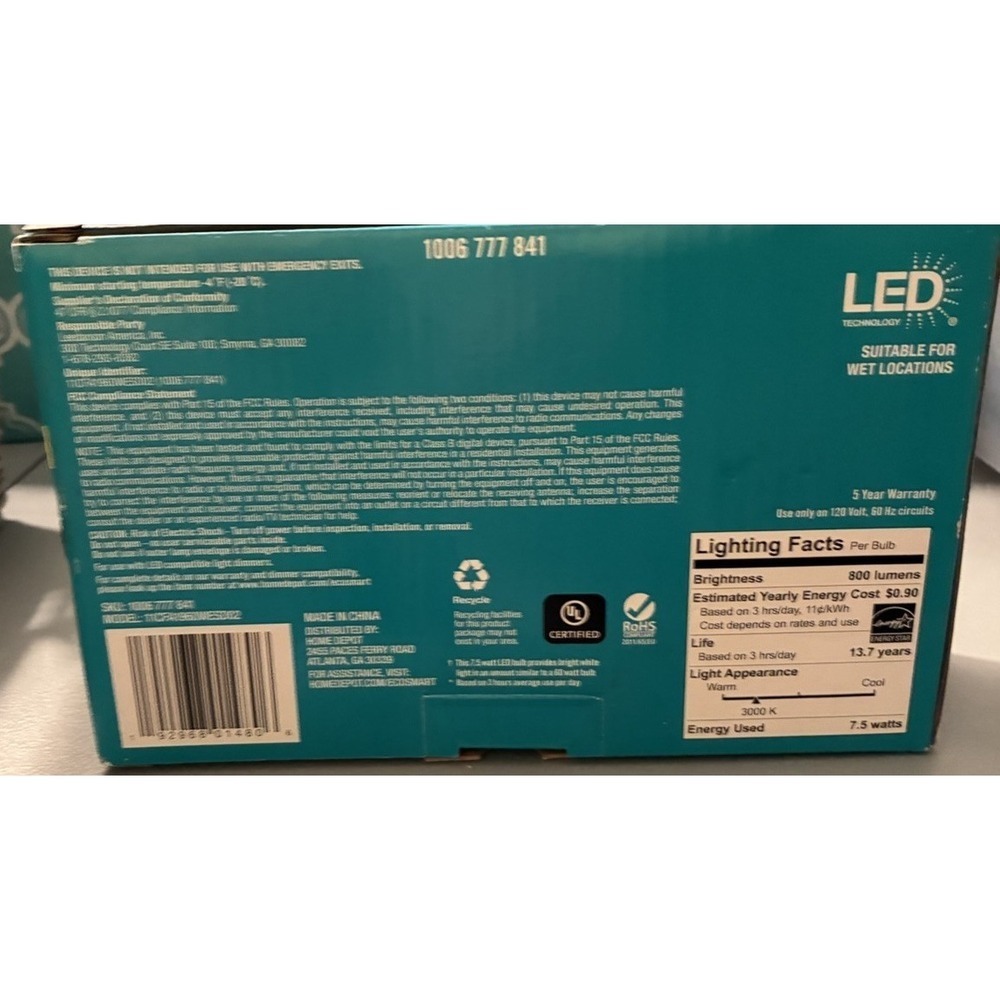 (4-Pk) EcoSmart A19 Dimmable Clear Glass Filament LED Light Bulb Bright White - Picture 4 of 5